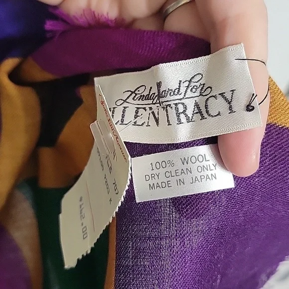 NWT Vintage 100% Wool Linda Allard Ellen Tracy Saks 5th Avenue Duck Print Scarf - Picture 4 of 6